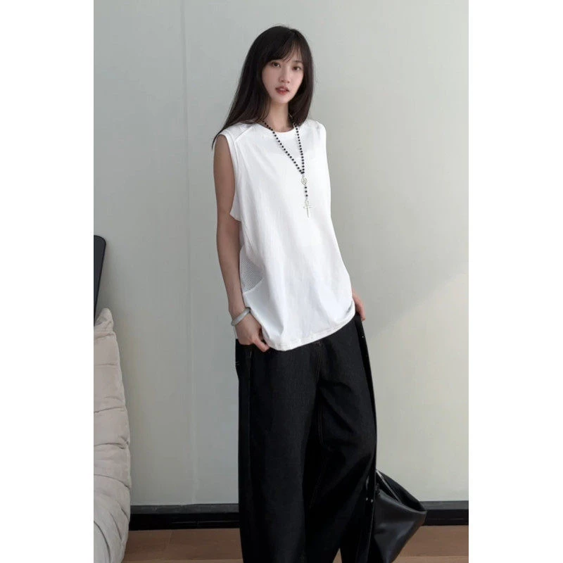 实拍图 速干透气夏季无袖背心男士潮流运动短袖T恤潮流美式纯色