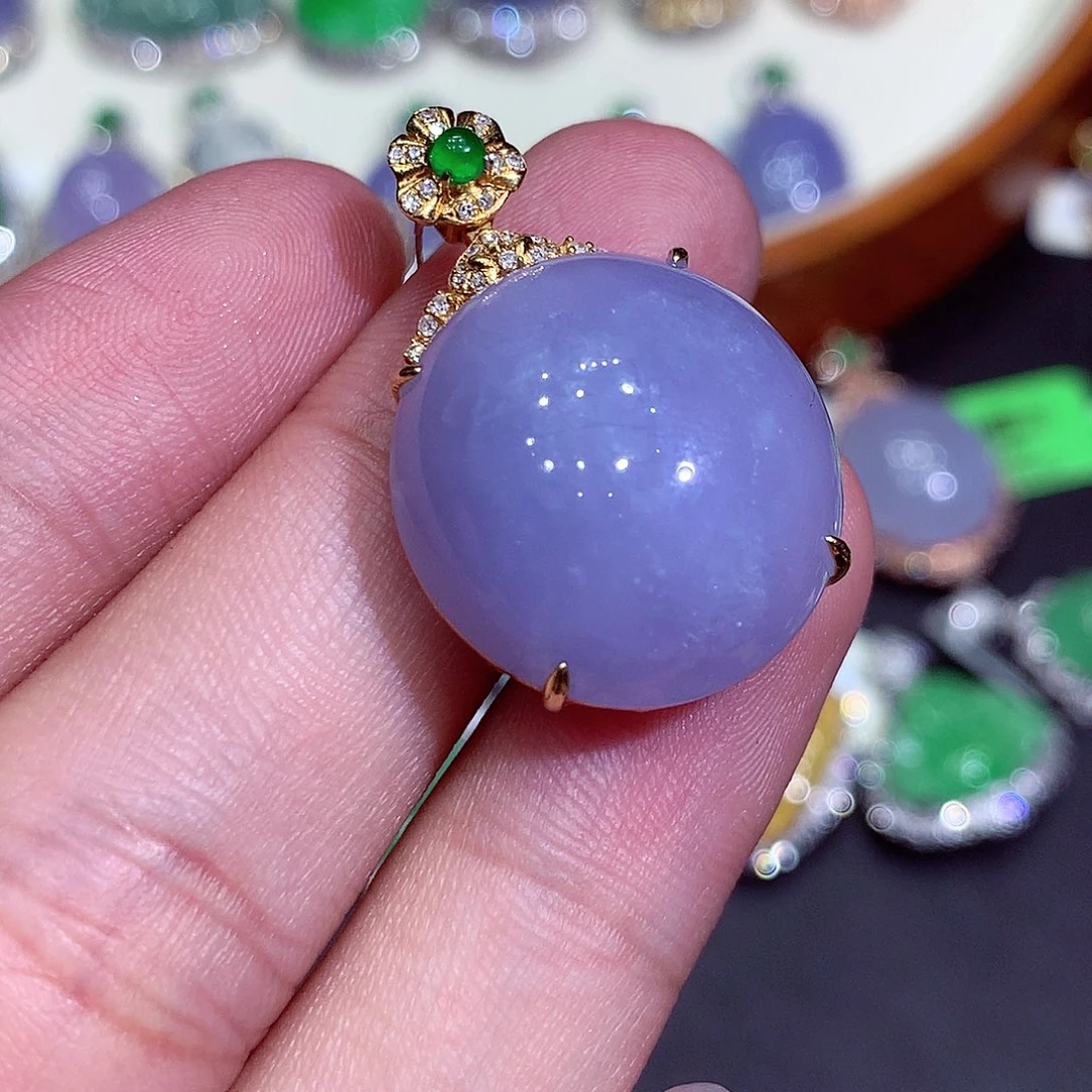 翡翠吊坠(不含链)18K金镶嵌