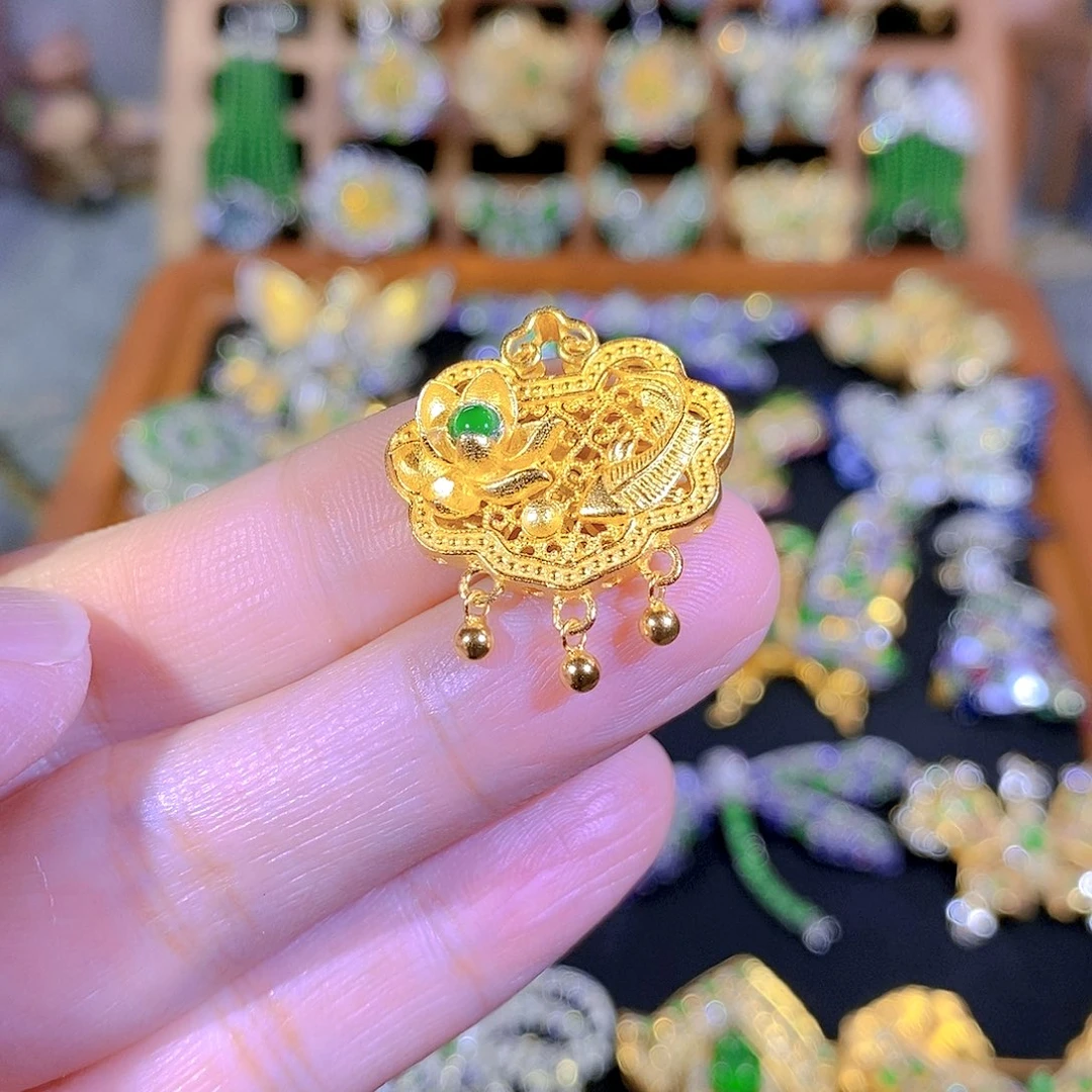 吊坠(不含链)银S925镶嵌翡翠