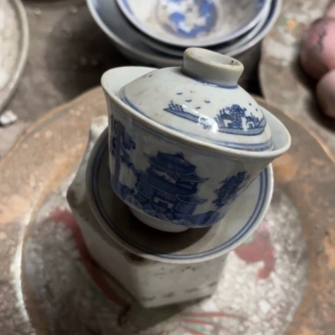 景德镇陶瓷瓷器摆件盖碗