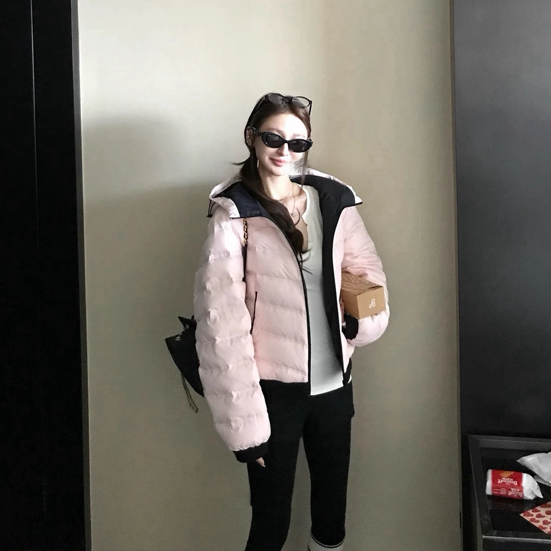 私服挚爱羽绒！排骨撞色连帽可溯源三*星安心90白鸭绒羽绒服女A005
