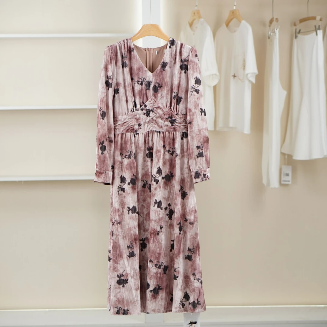 【麦笛•品牌新款】50810121 印花长袖连衣裙春季女装品牌专柜正品