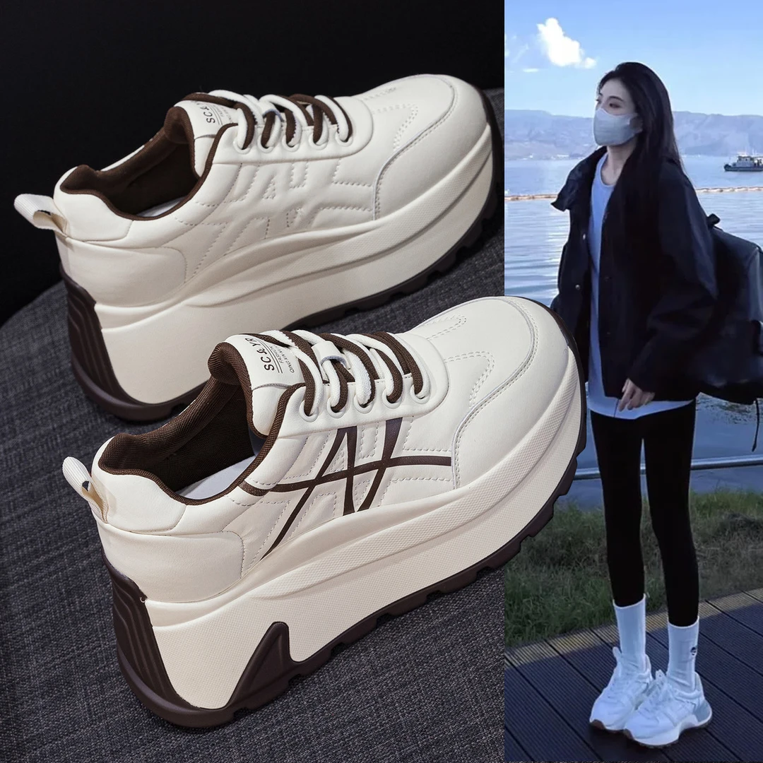 小个子厚底内增高8阿甘鞋女2025秋冬新款老爹鞋休闲时尚面包鞋