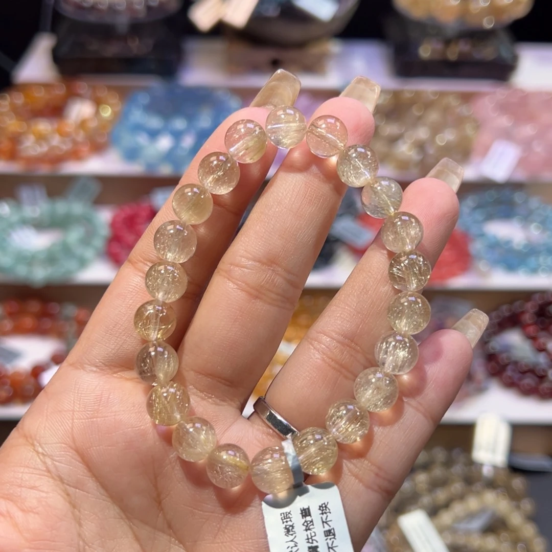 未镶嵌水晶手串高货金发晶8.7mm