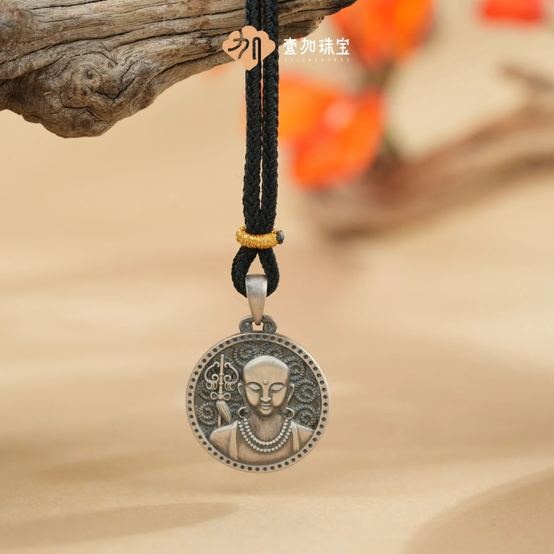 足银银制品 小青|手工设计足银地藏圆牌吊坠多样性发一