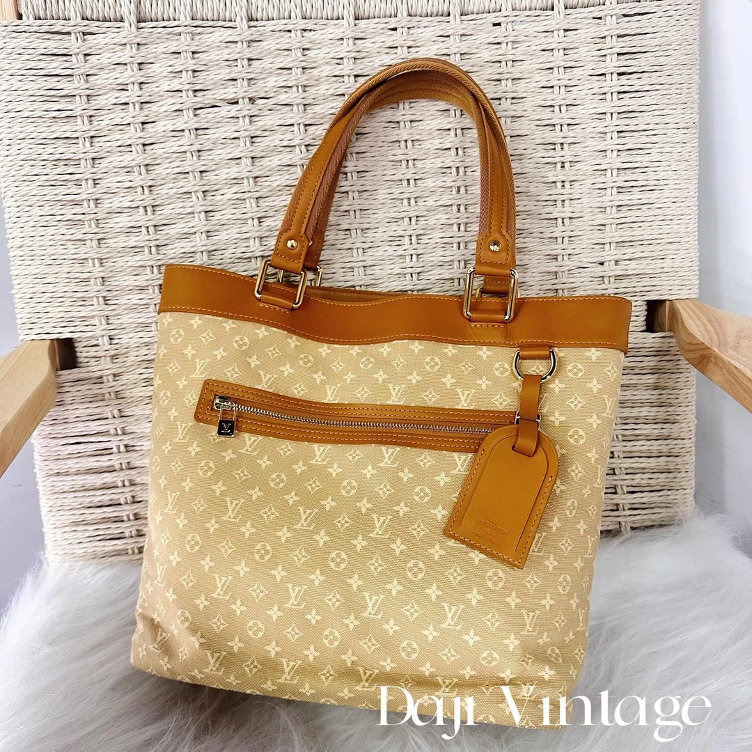 大吉中古/Lv路易威登黄丹宁开口笑托特单肩包