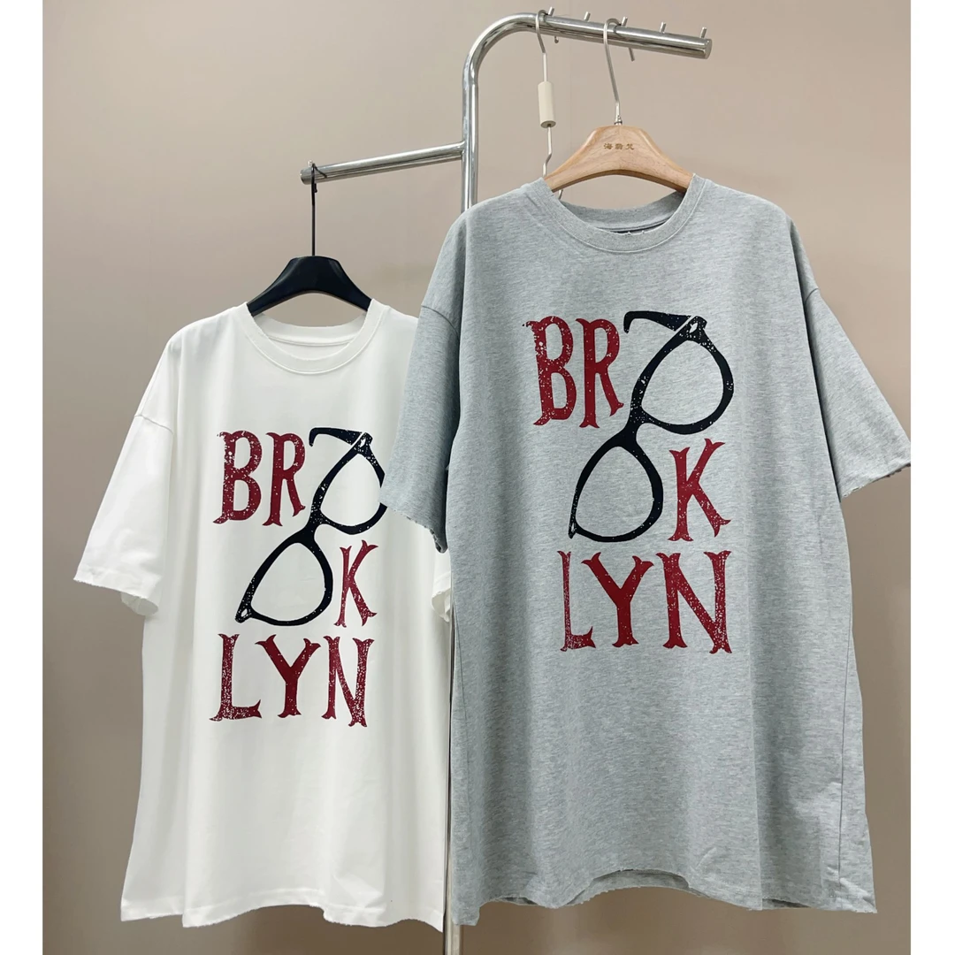 【影子】 个性眼镜字母短袖印花休闲宽松圆领 T恤