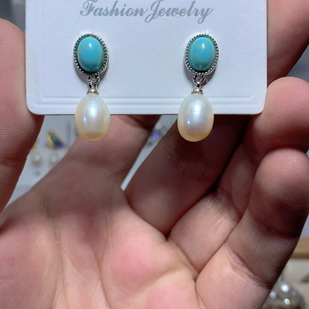 淡水珍珠耳饰银S925镶嵌