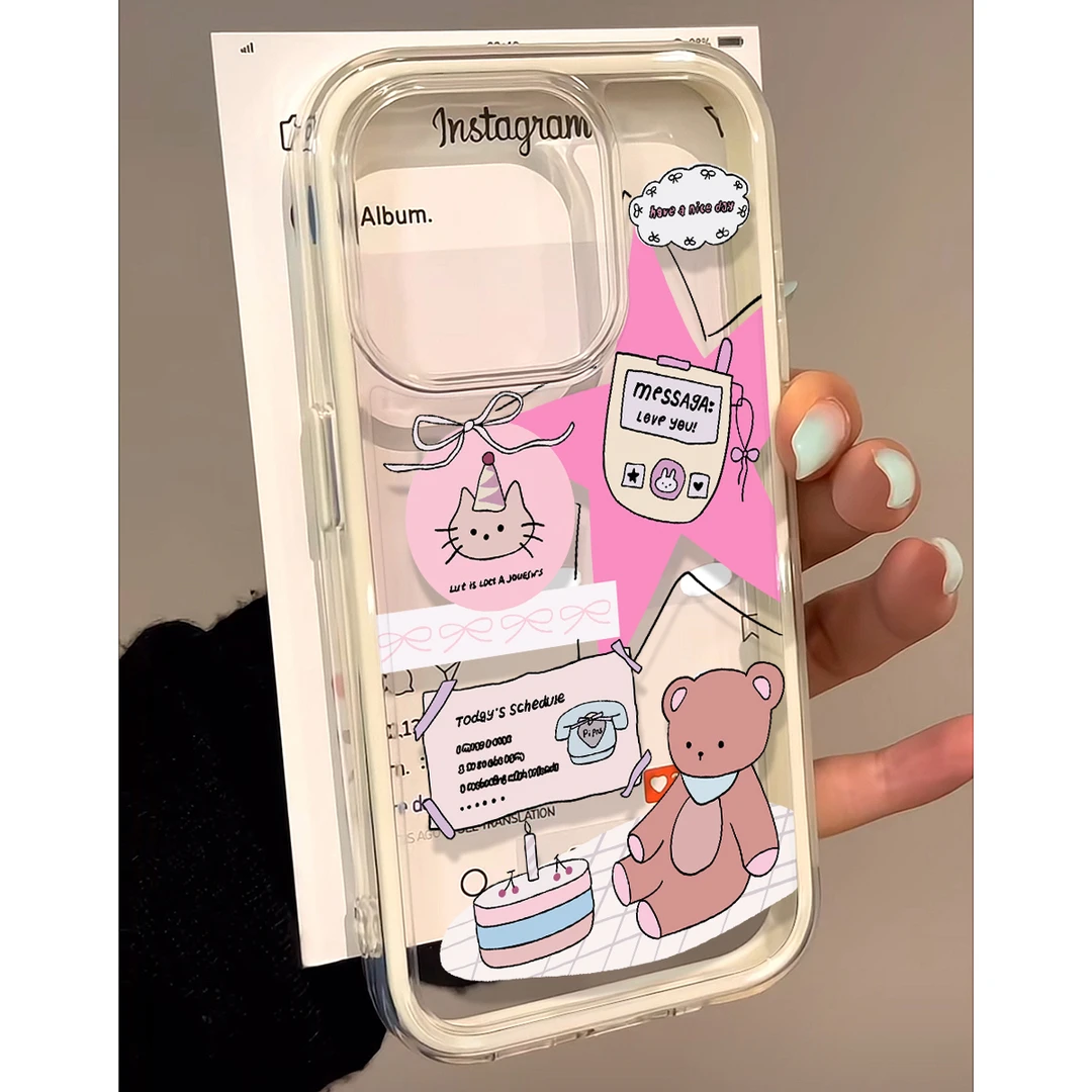 雅天立小熊便利贴适用iPhone16手机壳苹果15promax/17/14可爱12新