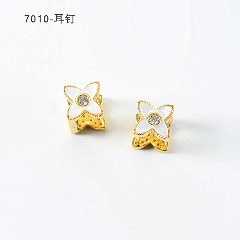 铜合金耳饰 简约镶嵌个性气质耳环小众设计高级感耳钉耳饰～7010