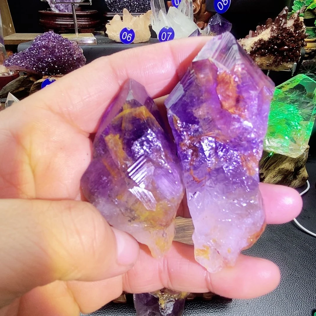 石材紫水晶摆件，