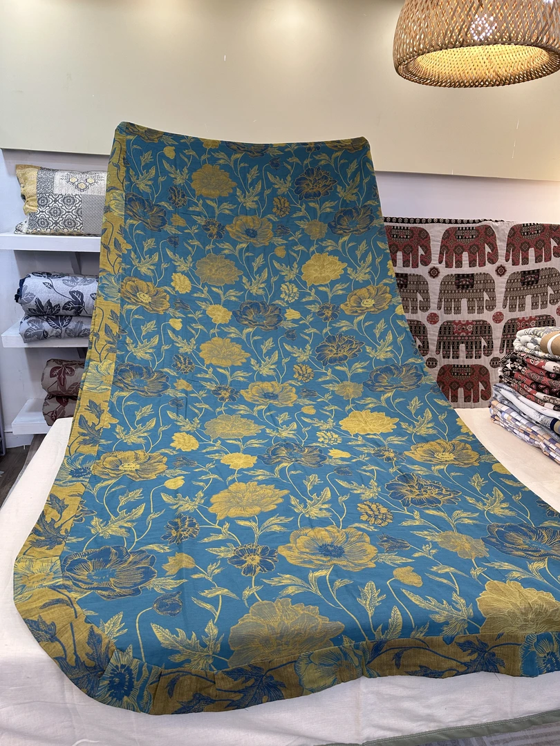 【青花】240*250荷叶边圆角纯棉纱布纱加厚透气亲肤柔软加大床单