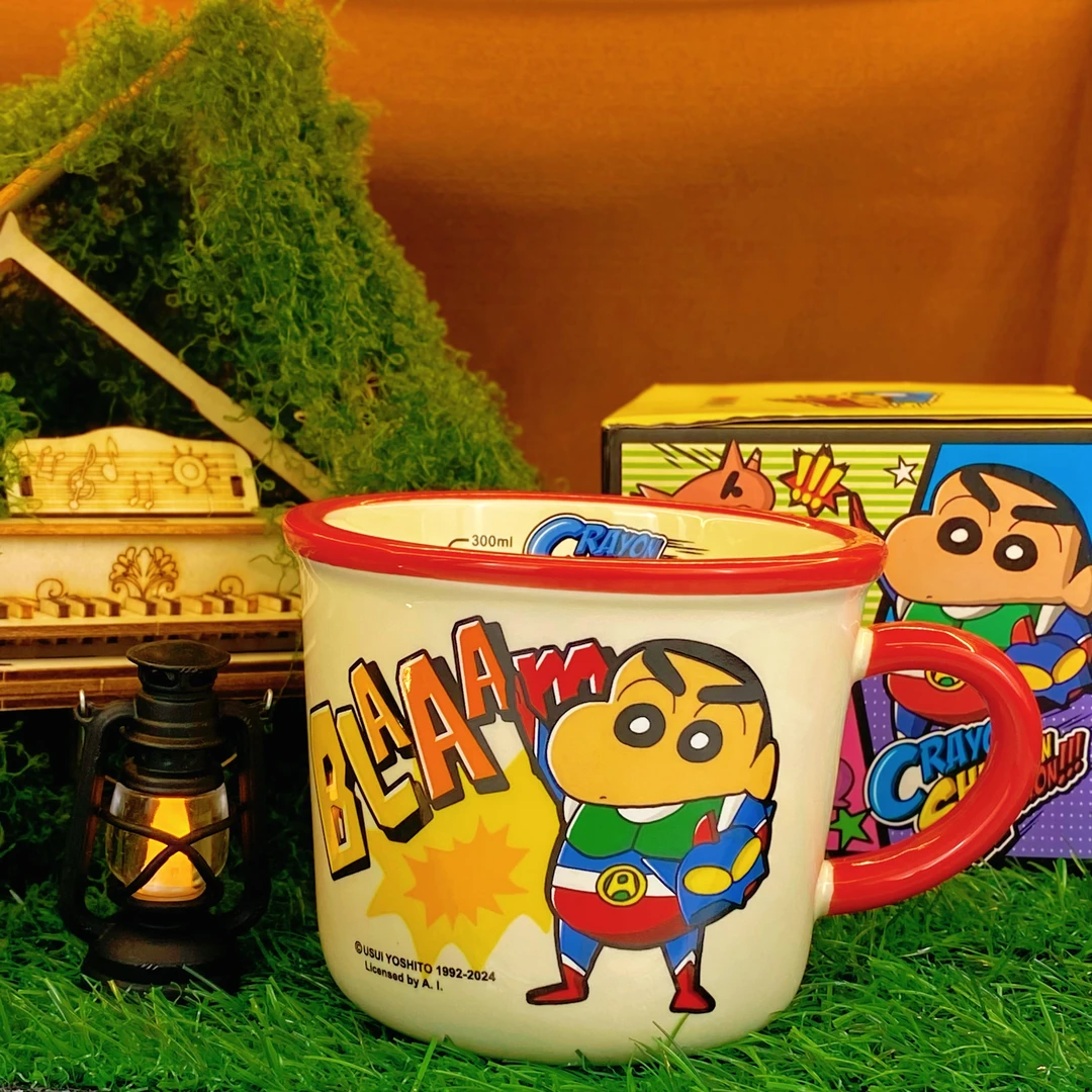 小芥《蜡笔小新》刻度马克杯INS风手工咖啡杯子伴手礼生日礼物