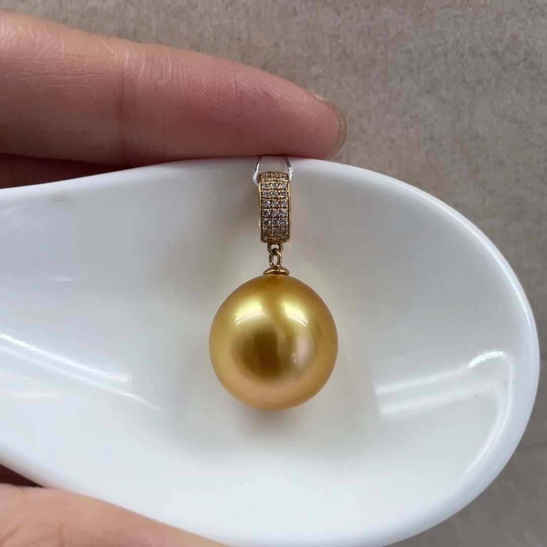 吊坠(不含链)18K金镶嵌海水珍珠14.3mm