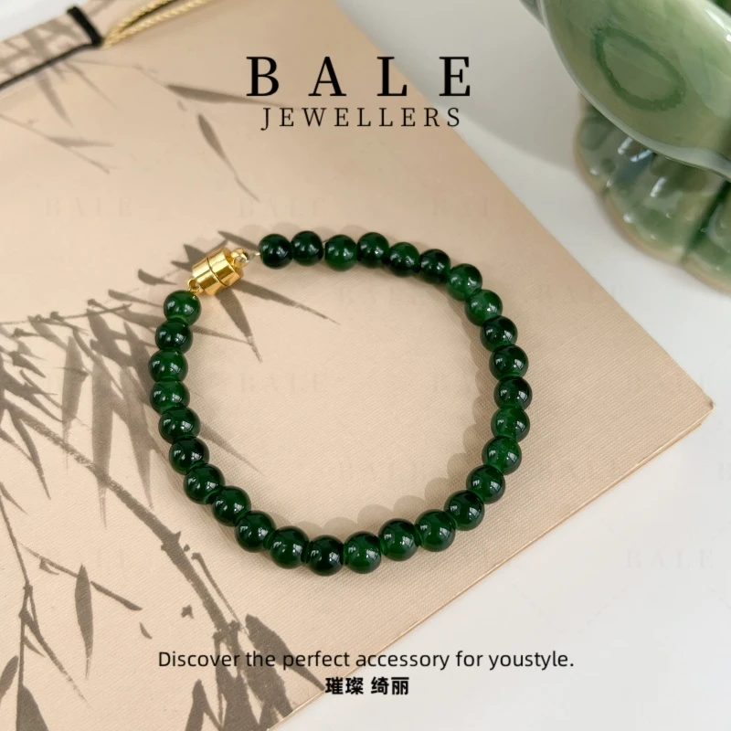 铜合金仿水晶手链 S1512 气质轻奢时尚百搭绿色复古小众手串
