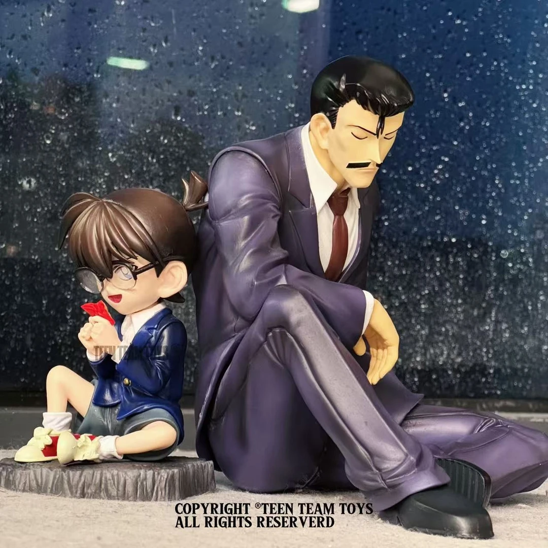 潮玩GK名侦探系列 剧场版坐姿柯南沉睡小五郎模型摆件桌搭约15CM