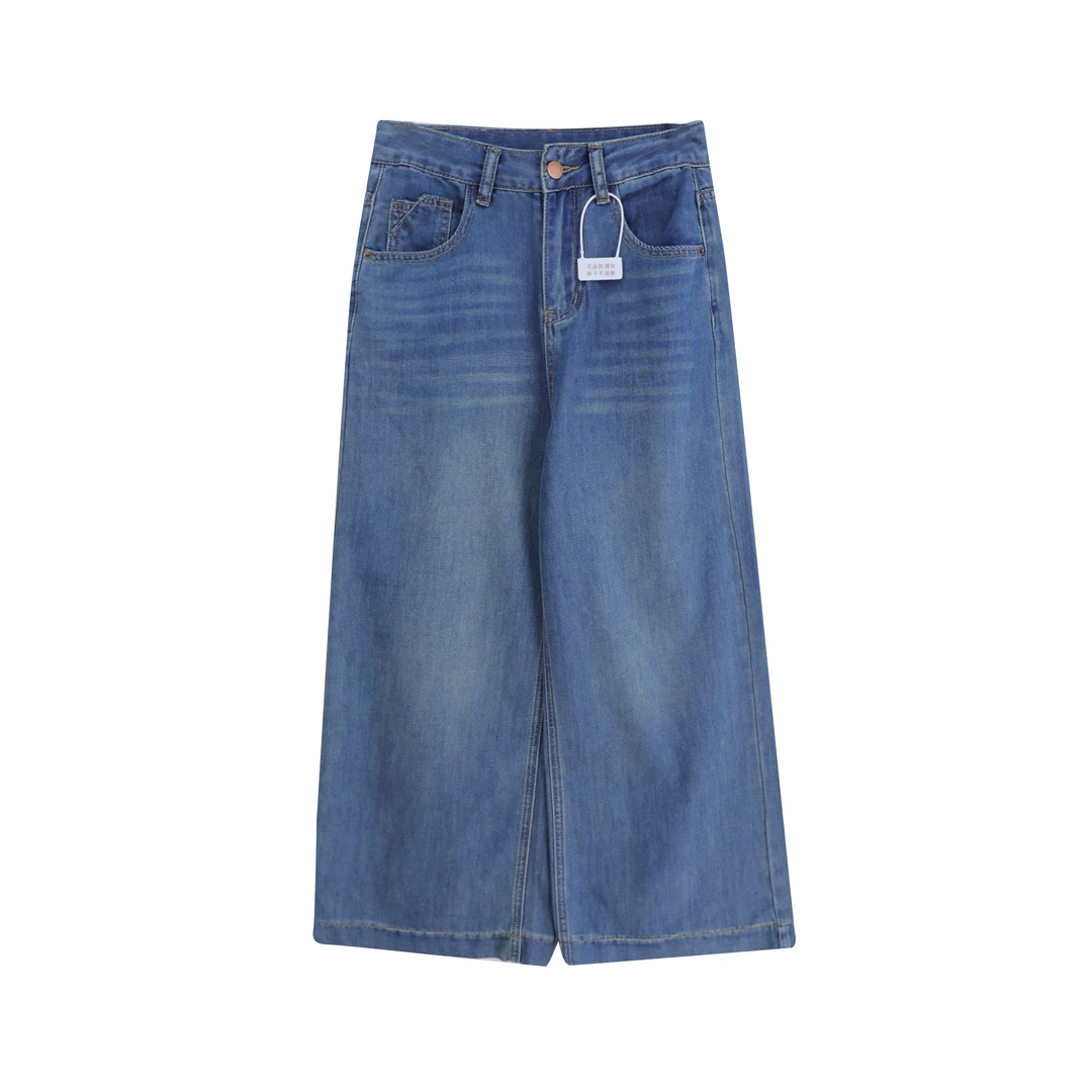 S复古宽松显瘦超柔舒适休闲阔腿牛仔裤A12136