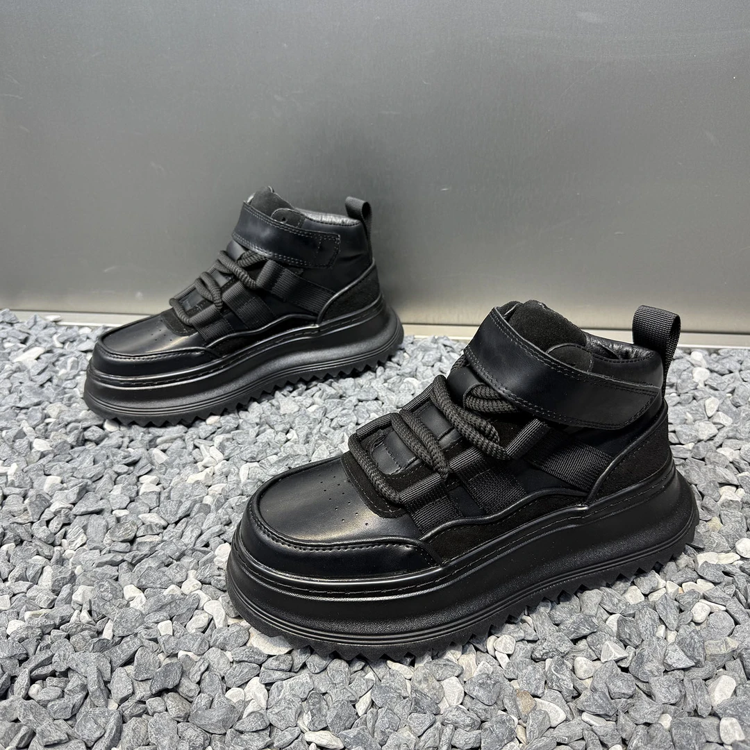 加绒男鞋2025秋冬新款增高休闲鞋防滑舒适运动鞋潮流男款高帮鞋子