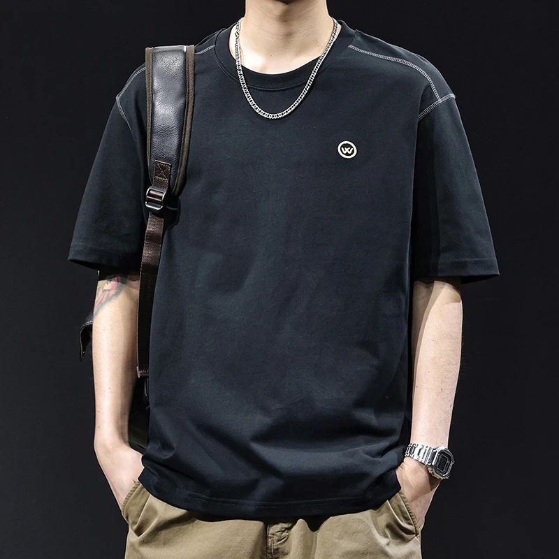 MR.MUDI/穆迪先生重磅短袖t恤男士宽松大码夏季新款衣服高端男装