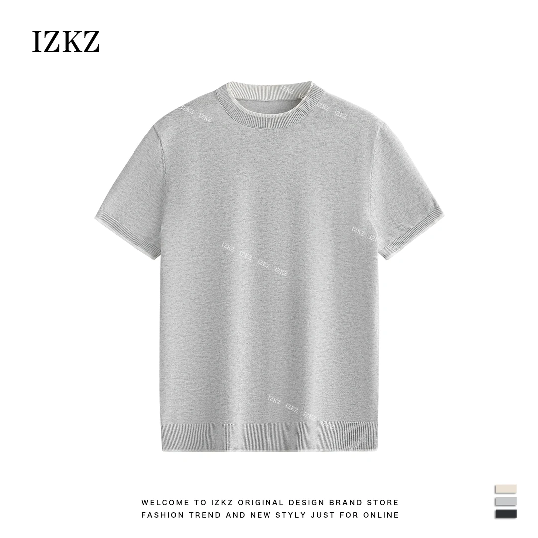 白泽IZKZ | 【天丝麻】莱赛尔麻料混纺春夏设计师圆领百搭针织短袖