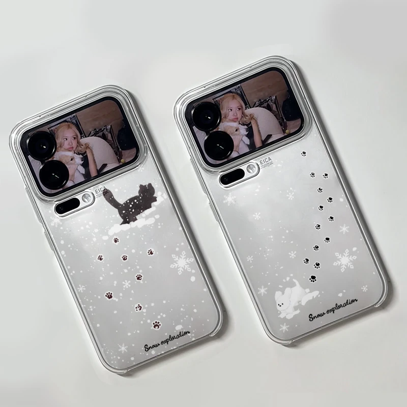 情侣猫狗脚印适用iPhone17/16promax手机壳苹果华为vivo小米oppo