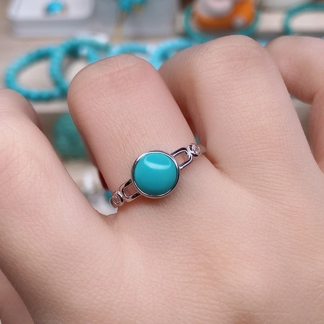 绿松石戒指银S925镶嵌