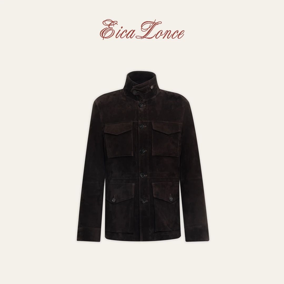 意卡伦萨 冬季山羊皮绒面猎装夹克羽绒服 皮衣男女