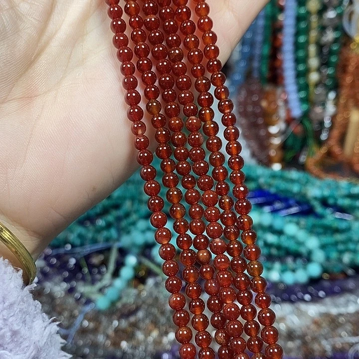 玛瑙/玉髓未镶嵌珠宝半成品A级玛瑙卡4mm（2条）