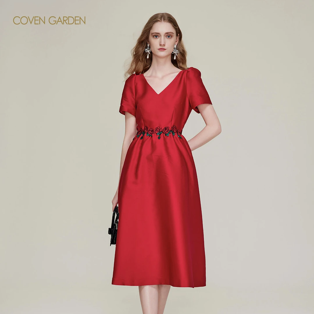 【若谷粉丝专属】 哥文花园丝光感连衣裙CTC1081578