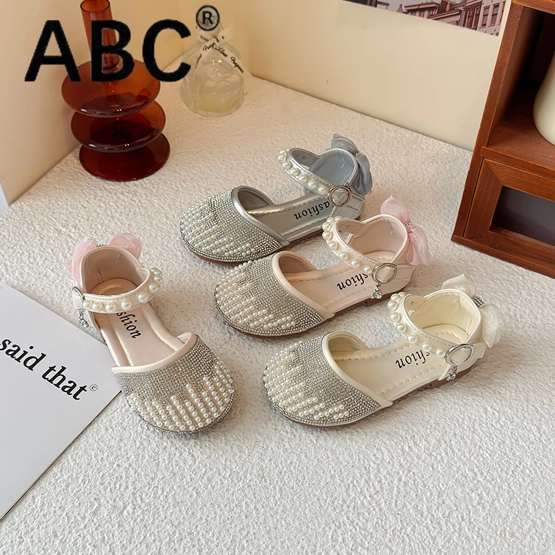 ABC品牌女童夏季公主鞋软底公主鞋水钻珍珠时尚女宝宝鞋洋气凉鞋
