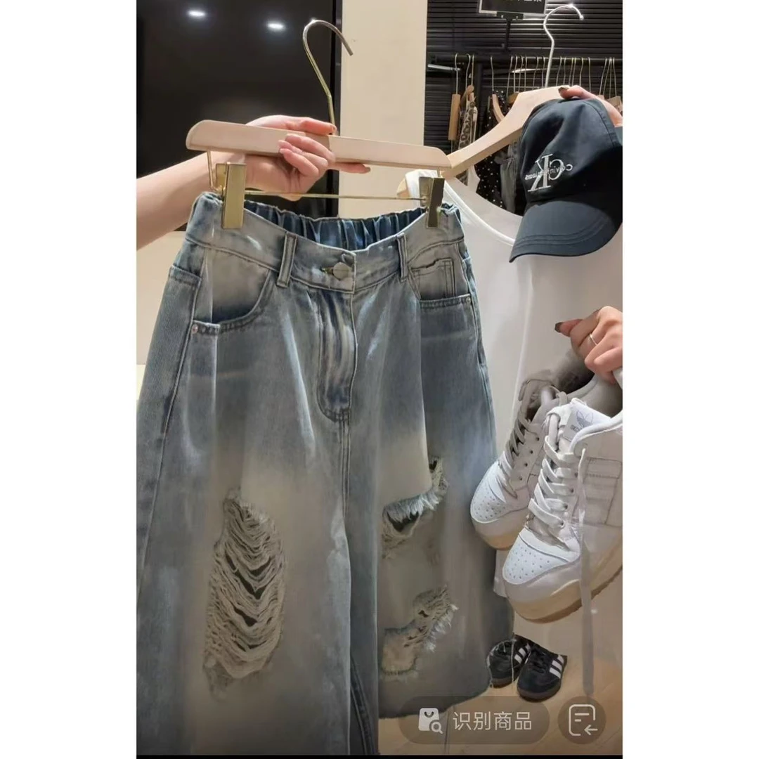徐秋阳   五分破洞裤  秋季新款百搭时尚显瘦五分破洞裤MC0100