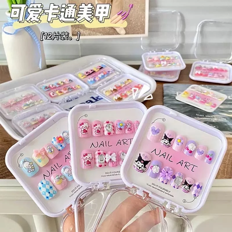 萌趣女孩指甲贴可拆卸甜美可爱穿戴甲卡通美甲贴