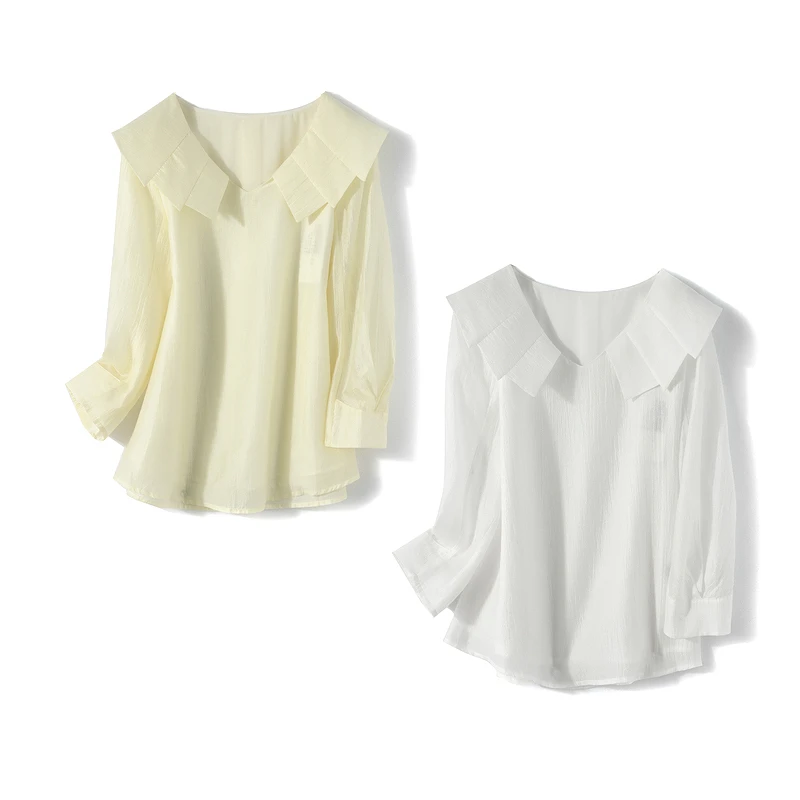 26424【H系列】纯色粘纤娃娃领衬衫231X3205