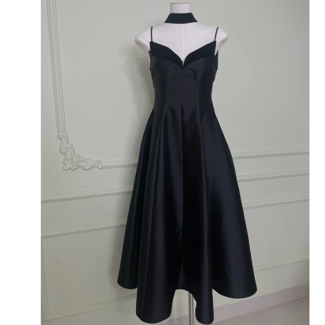 【伯爵黑茶】小众设计高级感礼服轻奢吊带连衣裙夏显瘦收腰赫本风