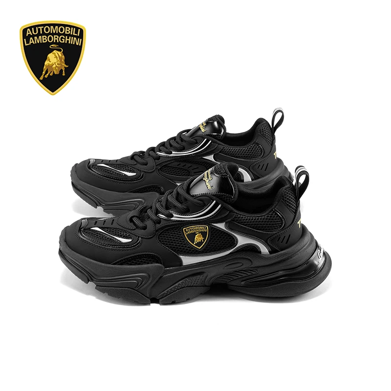 兰博基尼休闲网面老爹鞋潮流女鞋百搭黑色厚底增高运动鞋
