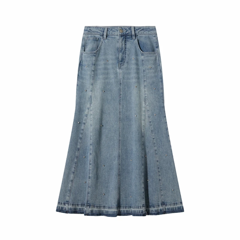 【小魏】秋季牛仔半身裙开叉百搭鱼尾裙25Q3966