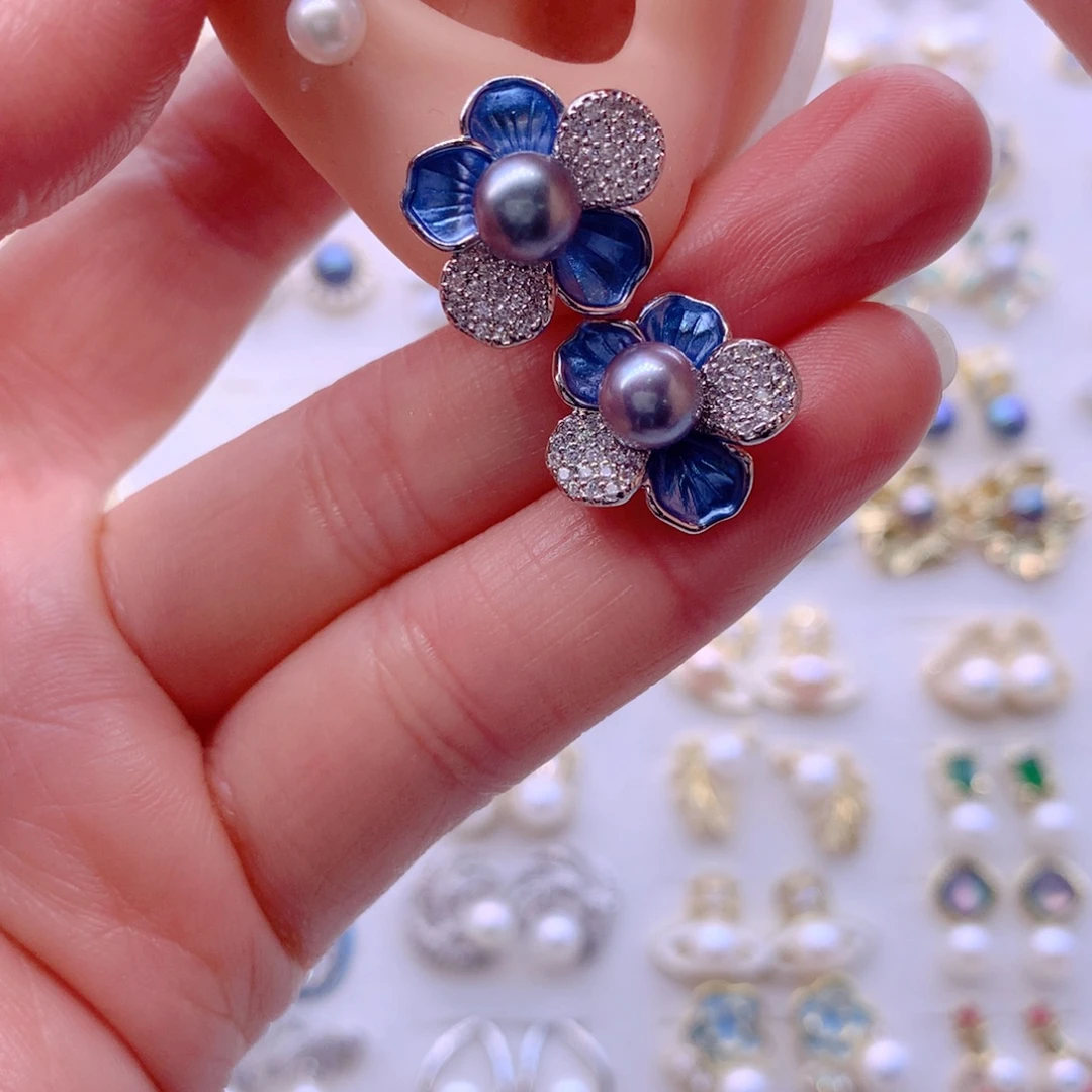 淡水珍珠耳饰合金