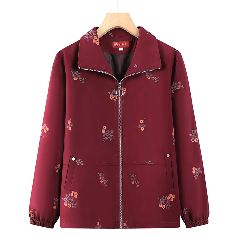 中老年妈妈春秋款外套拉链款中年女装时尚春装50-60岁春季夹克