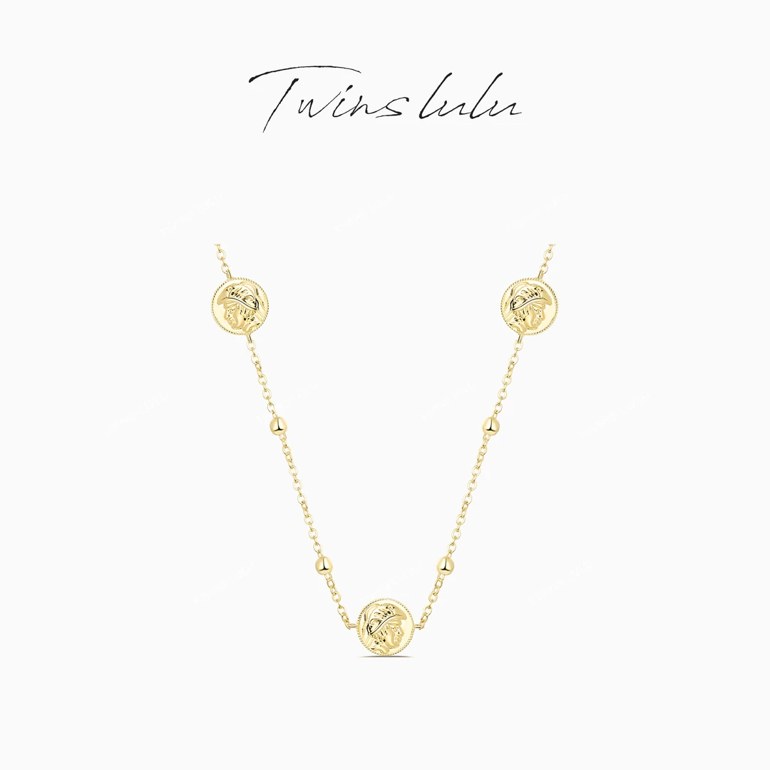 TWINS LULU 镀k金小众简约锁骨链法式浮雕罗马项链TSJ9249