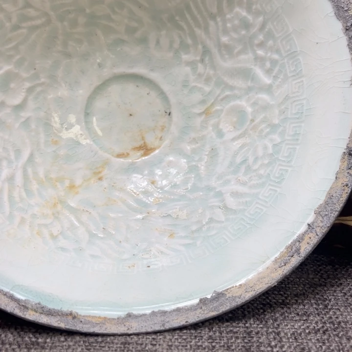 陶奖赏建宁窑镶银边大碗