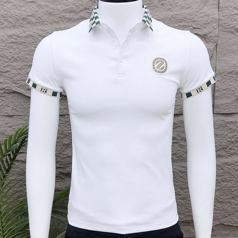 夏季时尚修身短袖polo衫2025男士韩版潮流个性百搭翻领半袖男Z字