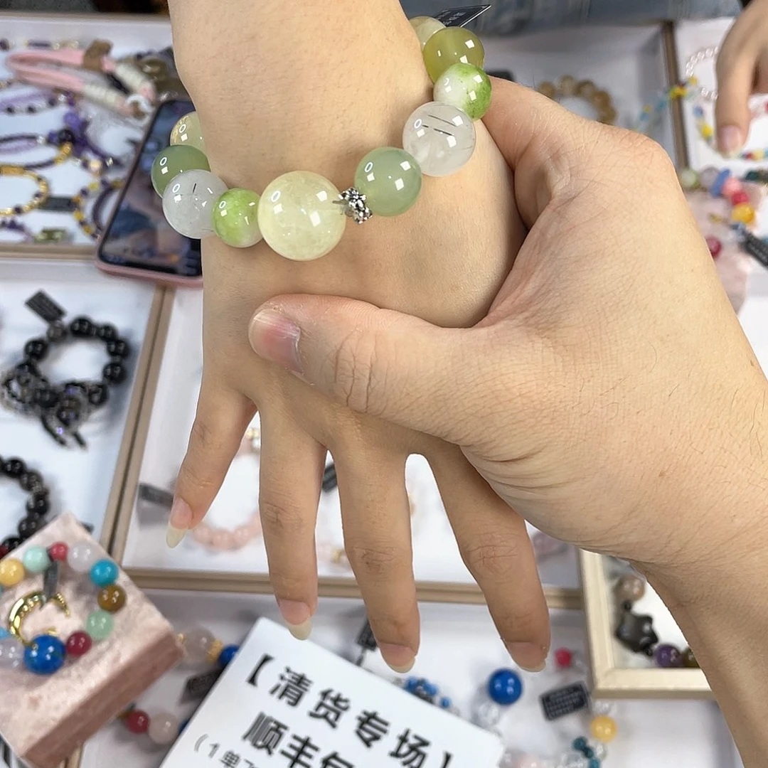 水晶手链银S925镀金镶嵌