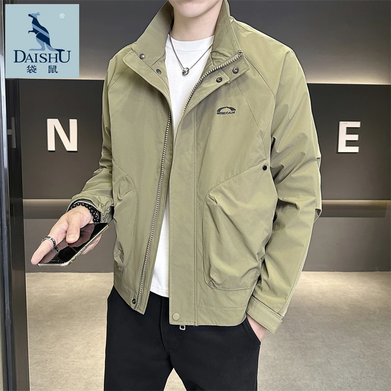 Dai Shu/袋鼠春季新款简约男士立领夹克休闲时尚百搭上衣外套男