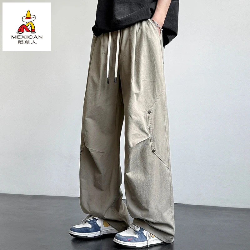 稻草人秋季爆款男阔腿休闲裤男士新款美式潮流工装宽松直筒裤子男