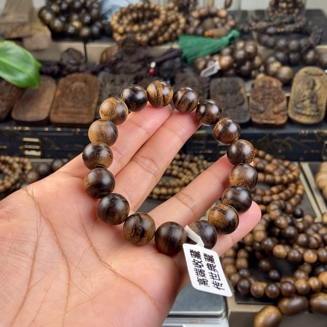 手串沉香老*童越南芽庄白虎斑留疤