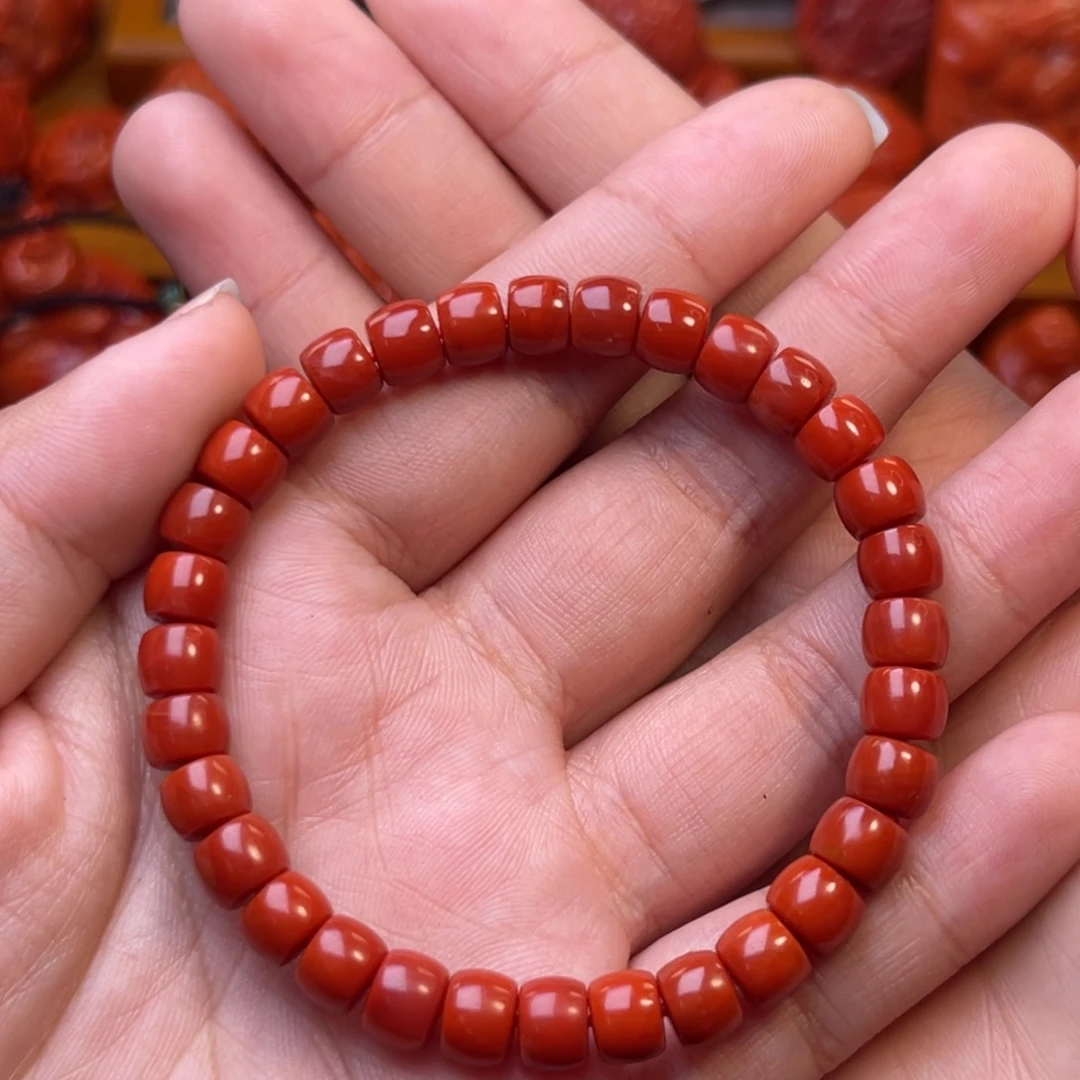 心***凉南红玛瑙未镶嵌川料瓦西7mm尺寸直切手串