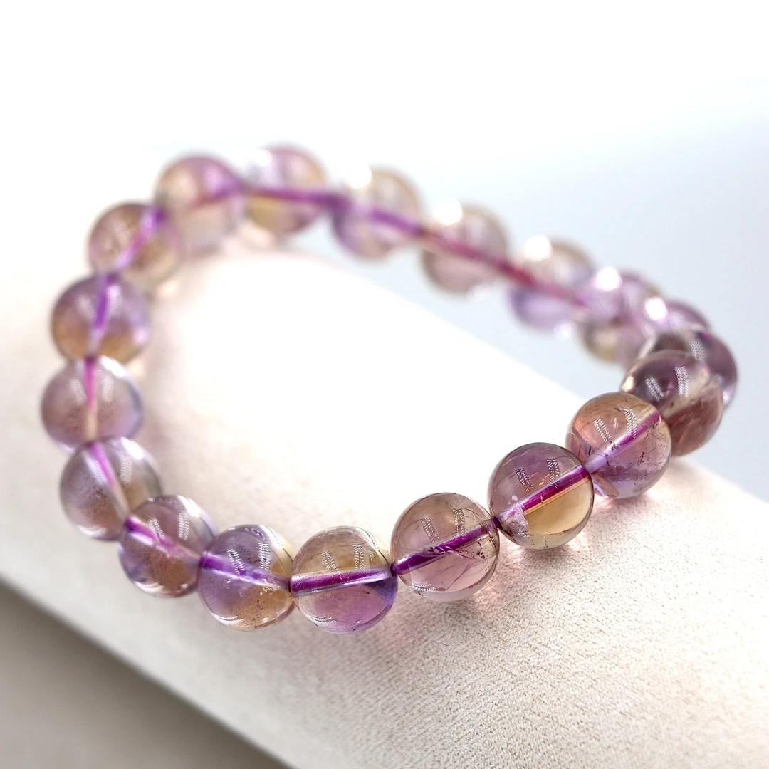 高阶玻利维亚紫黄共生异象水晶手串K5608(微冰层)-多样性发一