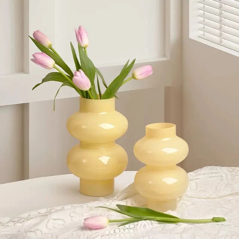 芬顿玻璃花瓶高级感家居客厅卧室插花玄关餐桌装饰摆件水培花器
