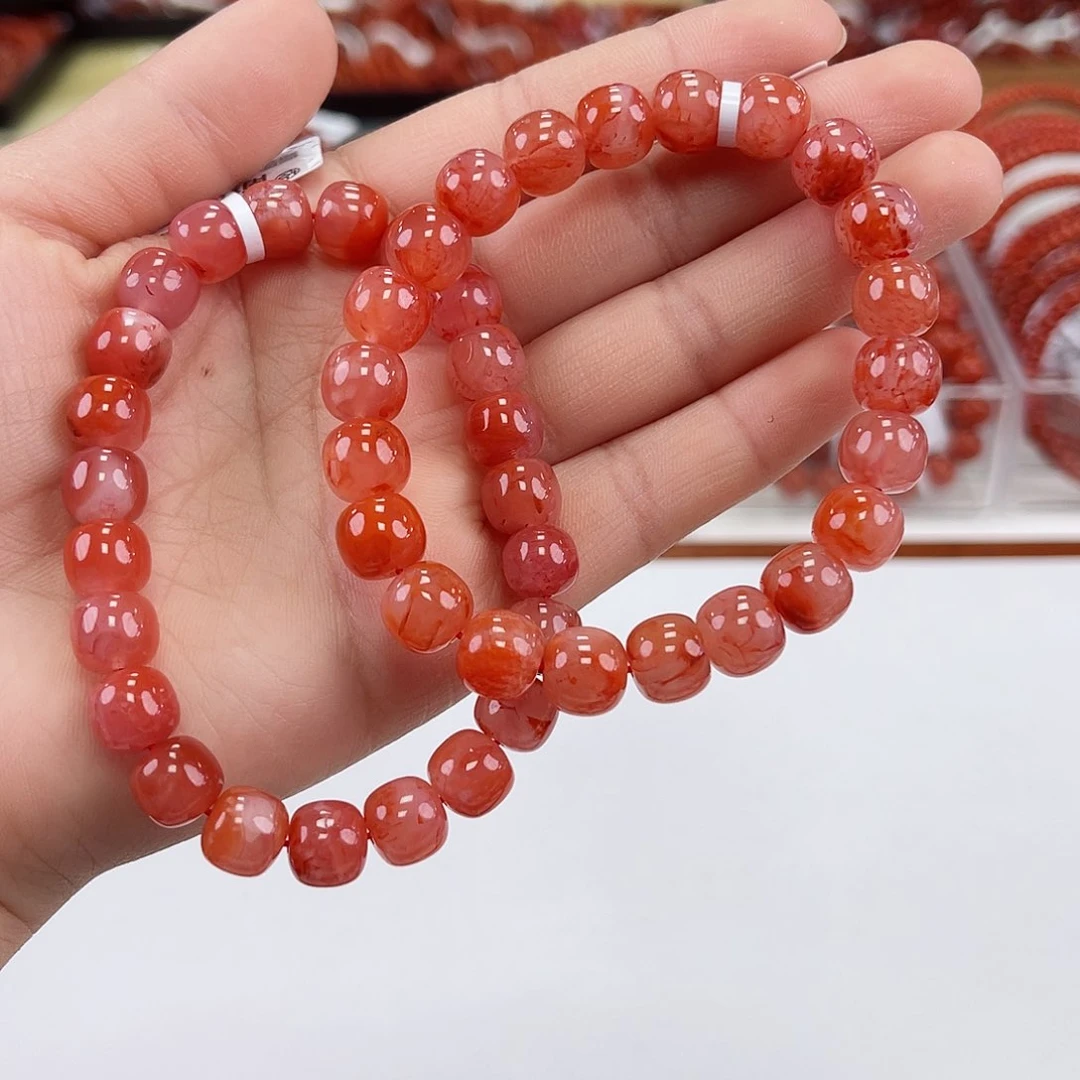 南红玛瑙瓦西冰飘老型单圈9未镶嵌