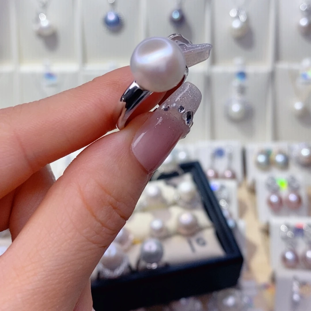 戒指银S925镶嵌淡水珍珠